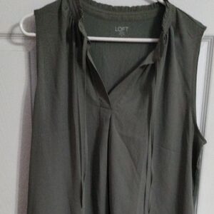 LOFT Sleeveless Blouse - Dark Olive